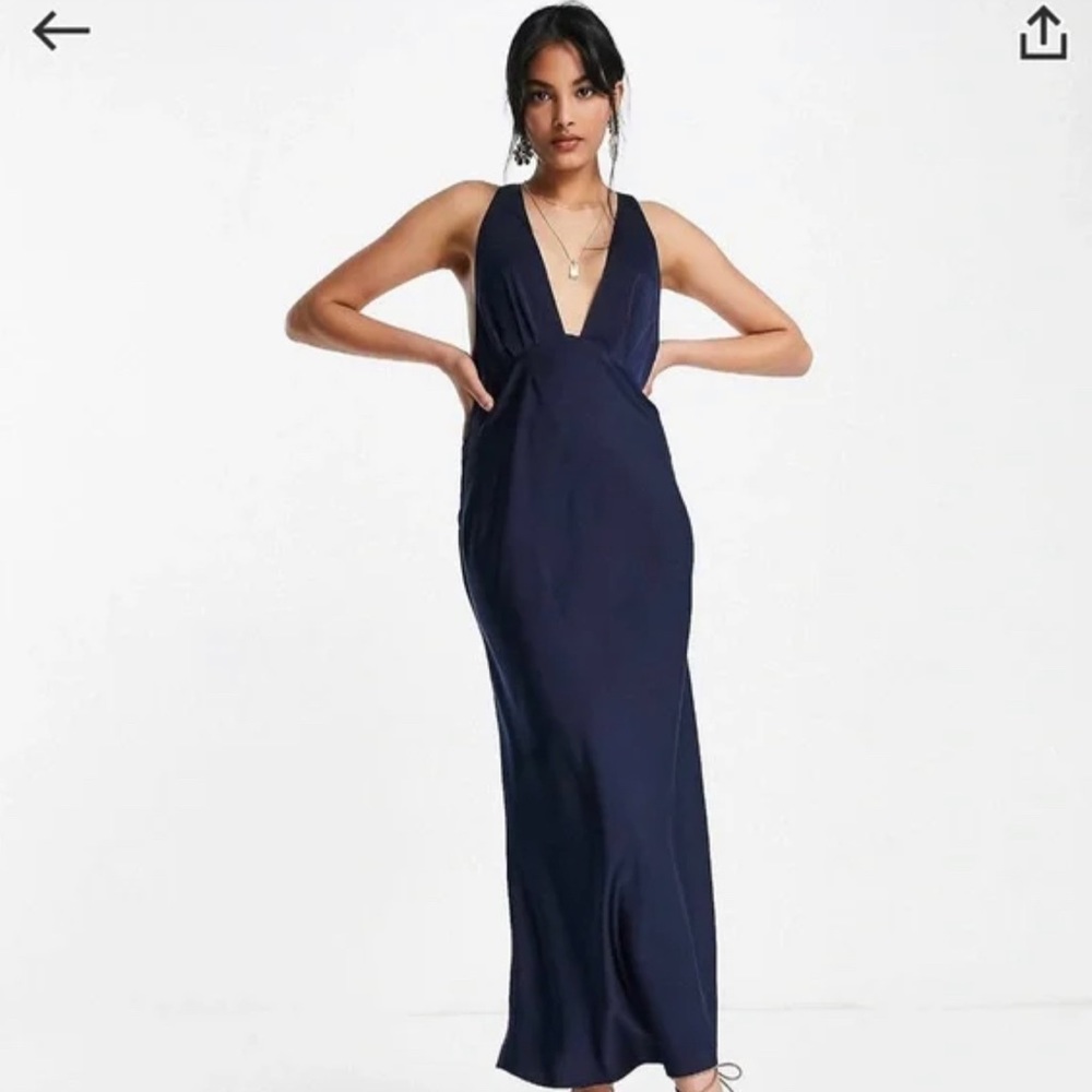 Navy silk racer back dress